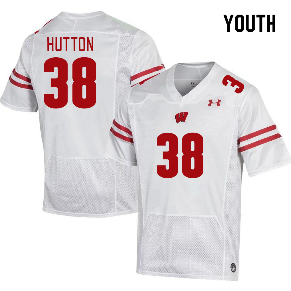 Youth #38 Lee Hutton Winsconsin Badgers College Football Jerseys Stitched Sale-White